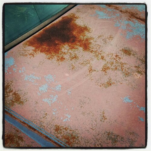 rusted car hood